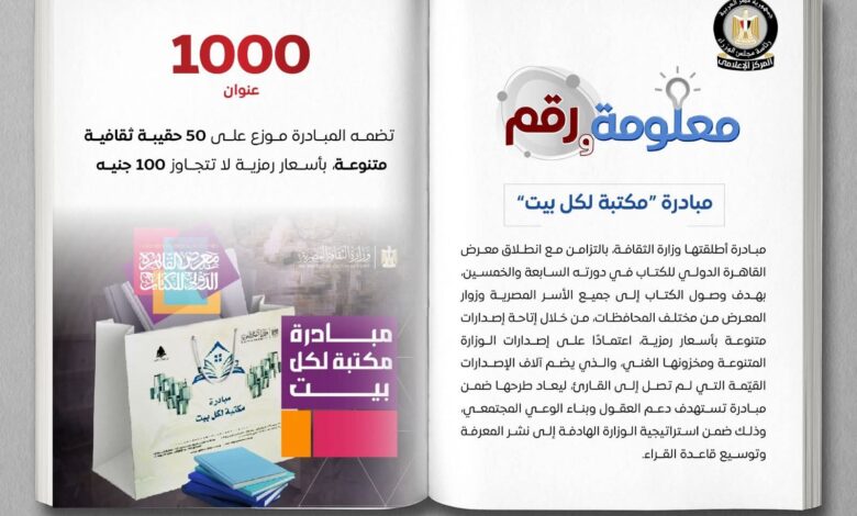 مبادرة «مكتبة لكل بيت» التي تهدف إلى وصول الكتاب لجميع الأسر المصرية وزوار المعرض 1 FB IMG 1769504329744